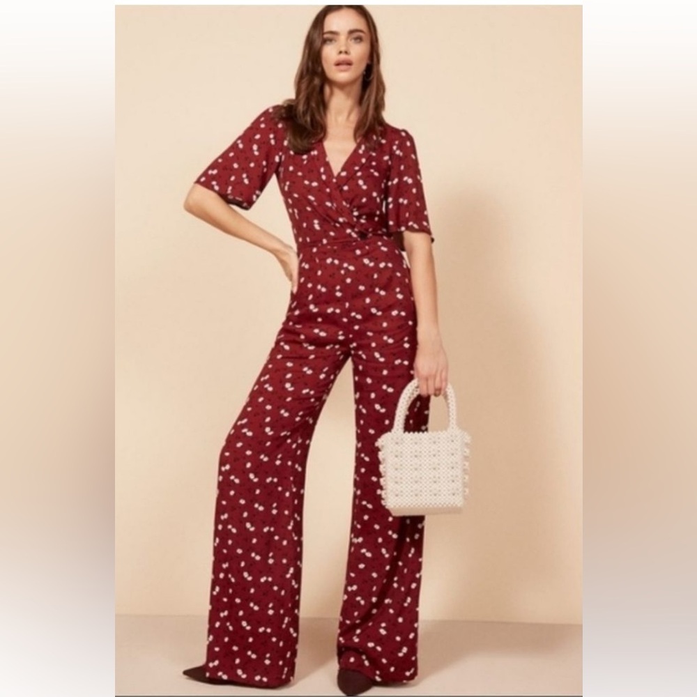Reformation Alice floral red jumpsuit size 4 new condition